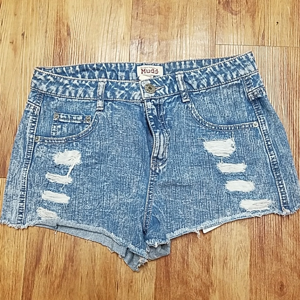 Ripped jean shorts